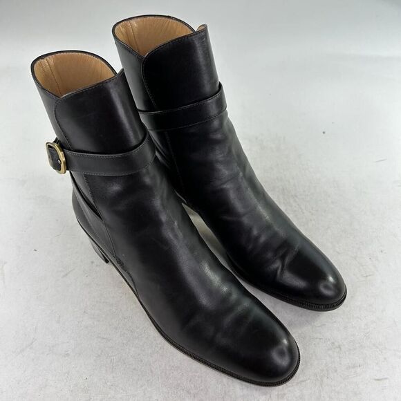 Salvatore Ferragamo Womens Leather Strappy Buckle Ankle Boots US 7 AA Dark Brown - Picture 5 of 10